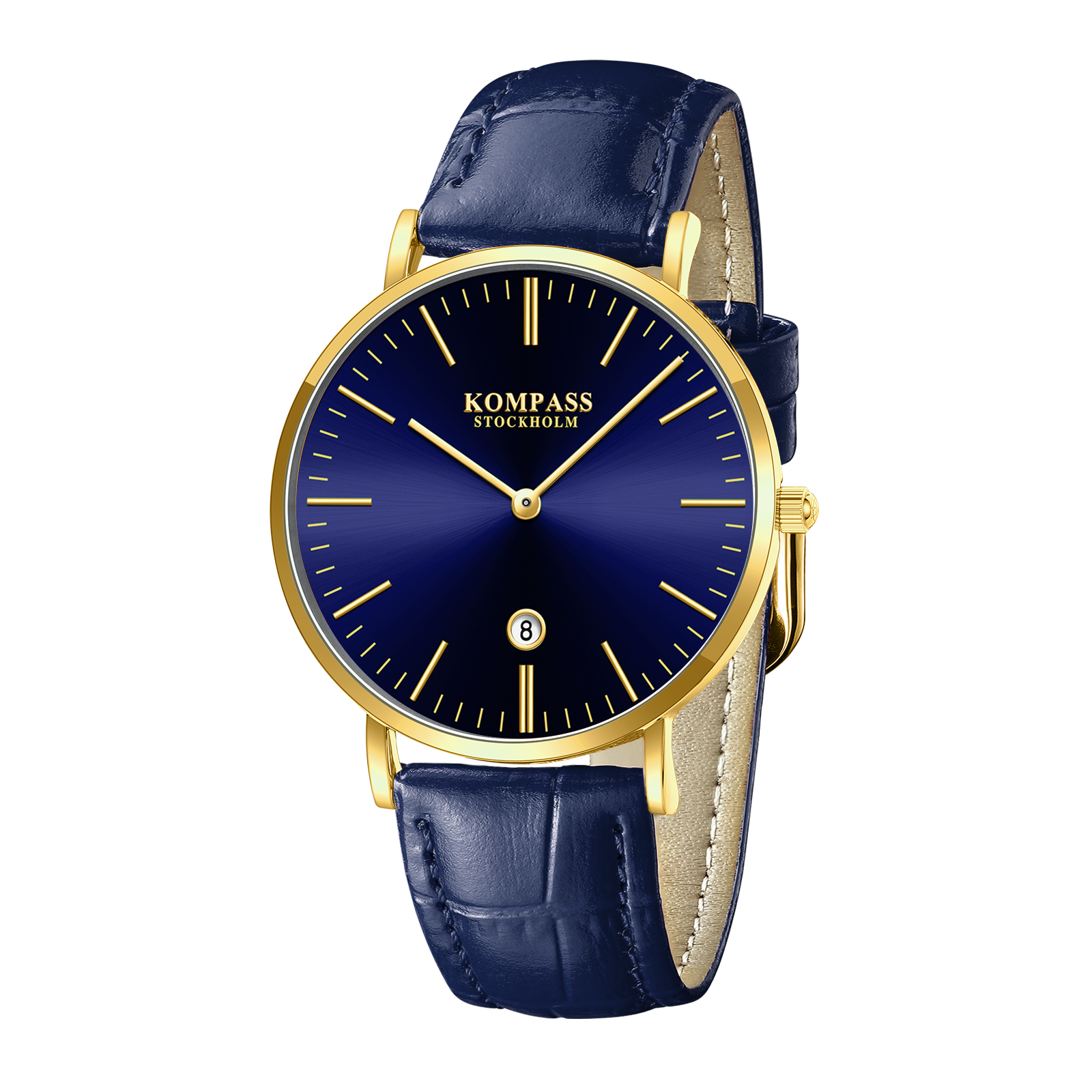 Kompass Nautilus Gold Blue Dial Blue Strap - 3