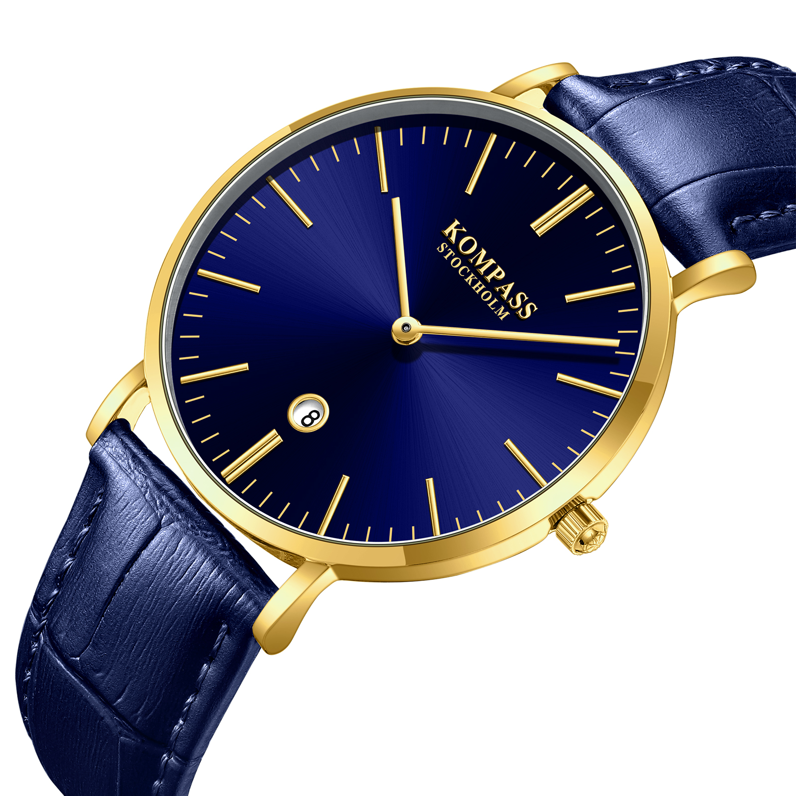 Kompass Nautilus Gold Blue Dial Blue Strap - 2
