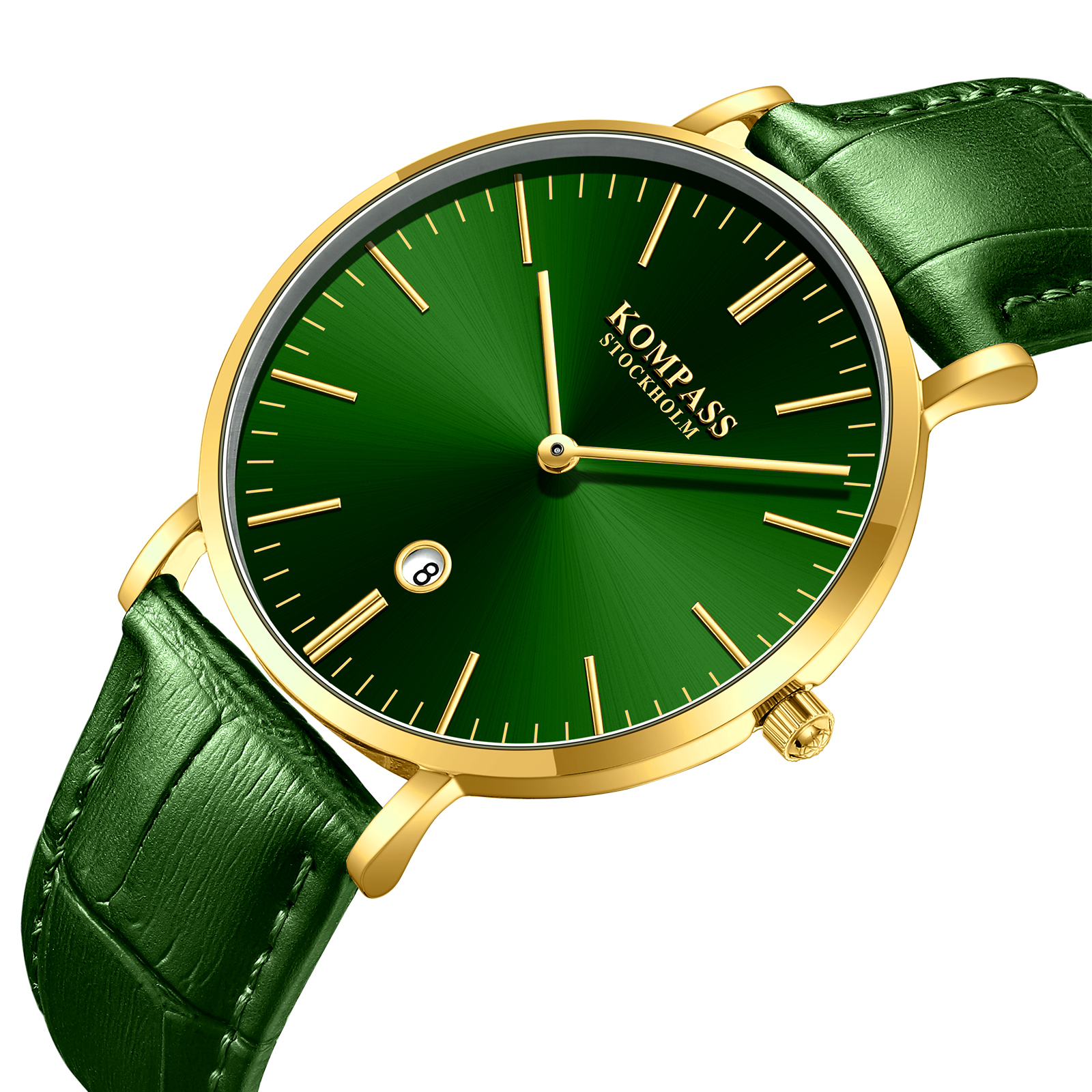 Kompass Nautilus Gold Green Dial Green Strap - 2