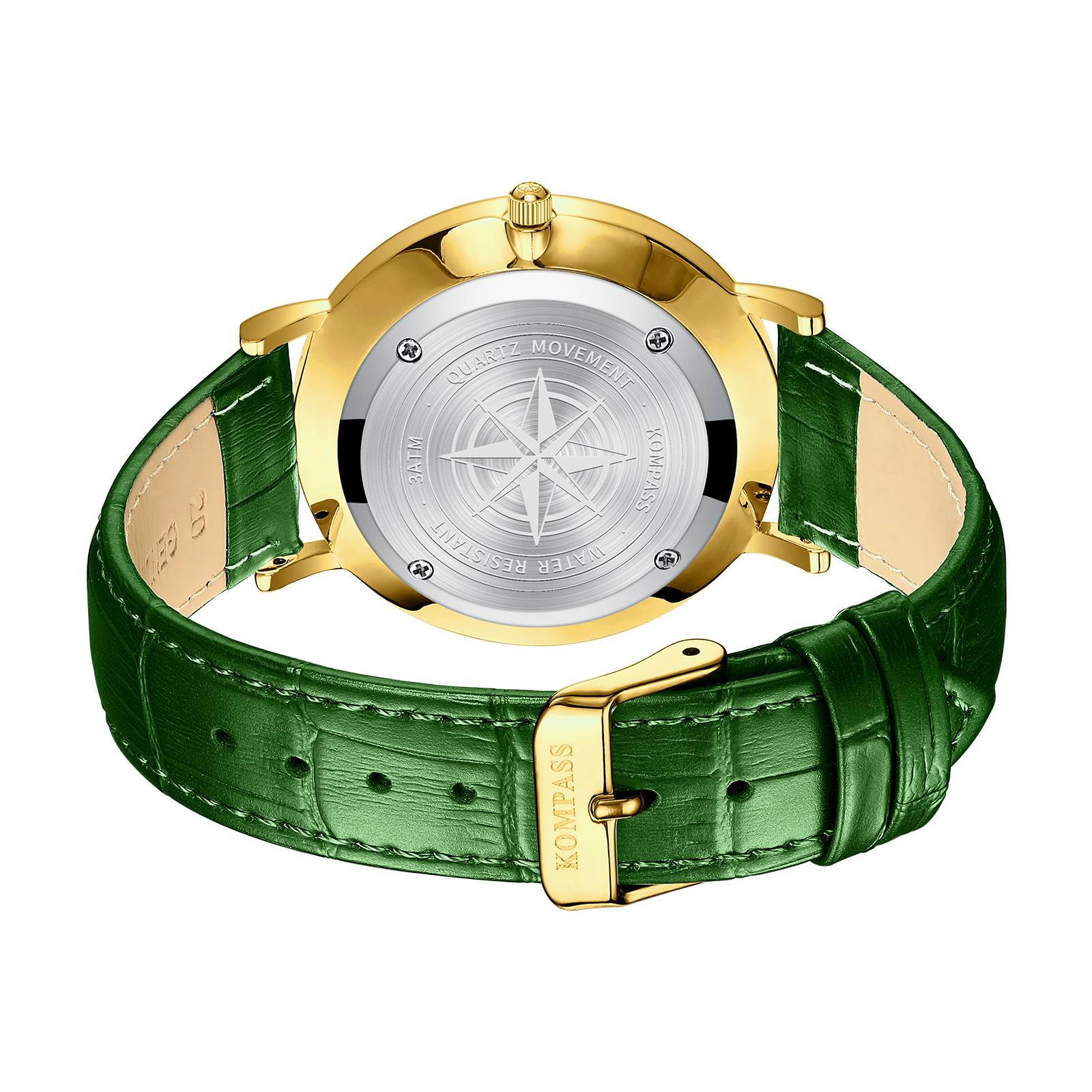 Kompass Nautilus Gold Green Dial Green Strap - 4