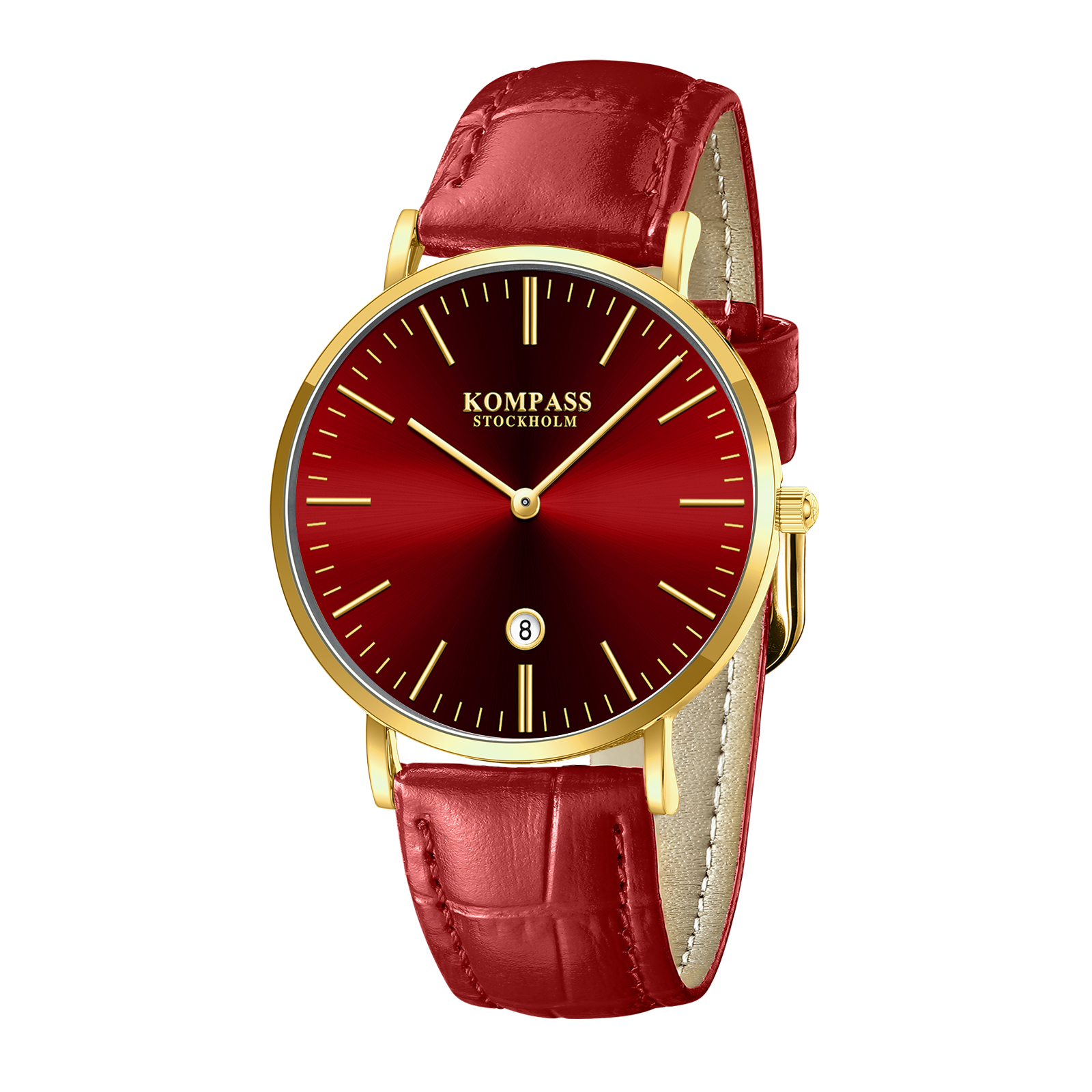 Kompass Nautilus Gold Red Dial Red Strap - 3