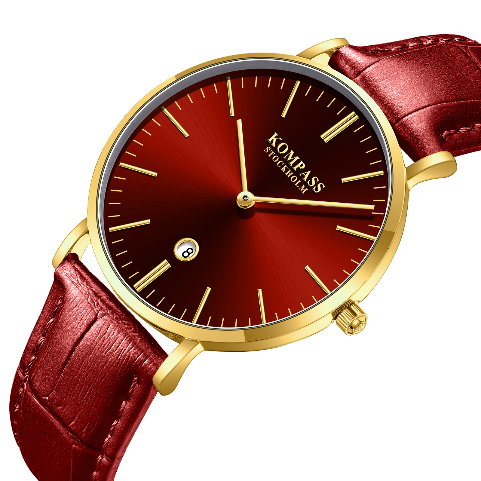 Kompass Nautilus Gold Red Dial Red Strap - 2