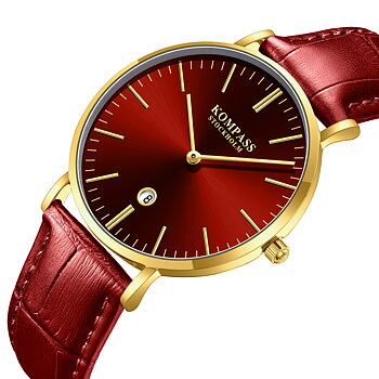 Kompass Nautilus Gold Red Dial Red Strap