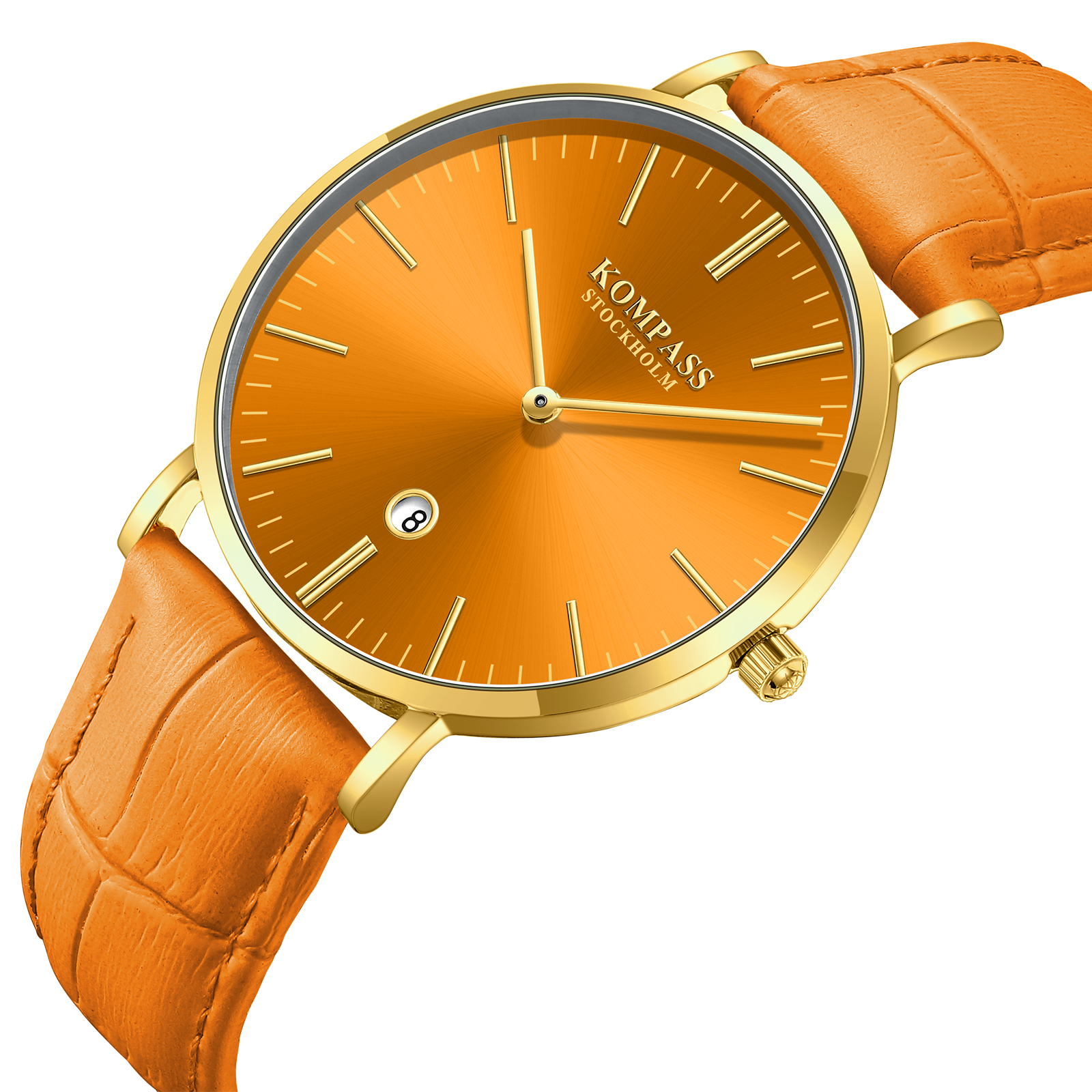 Kompass Nautilus Gold Orange Dial Orange Strap - 2