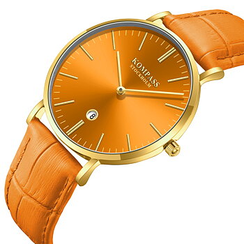 Kompass Nautilus Gold Orange Dial Orange Strap