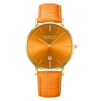 Kompass Nautilus Gold Orange Dial Orange Strap