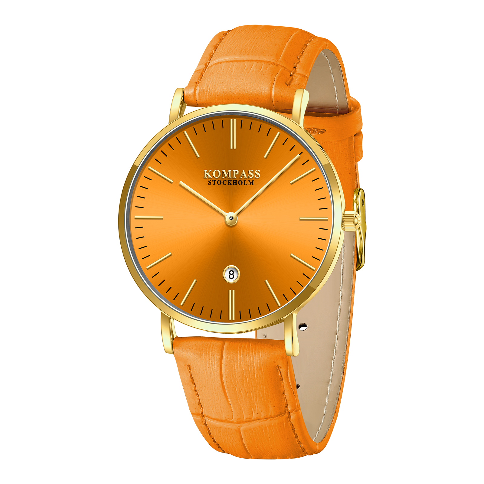 Kompass Nautilus Gold Orange Dial Orange Strap - 3