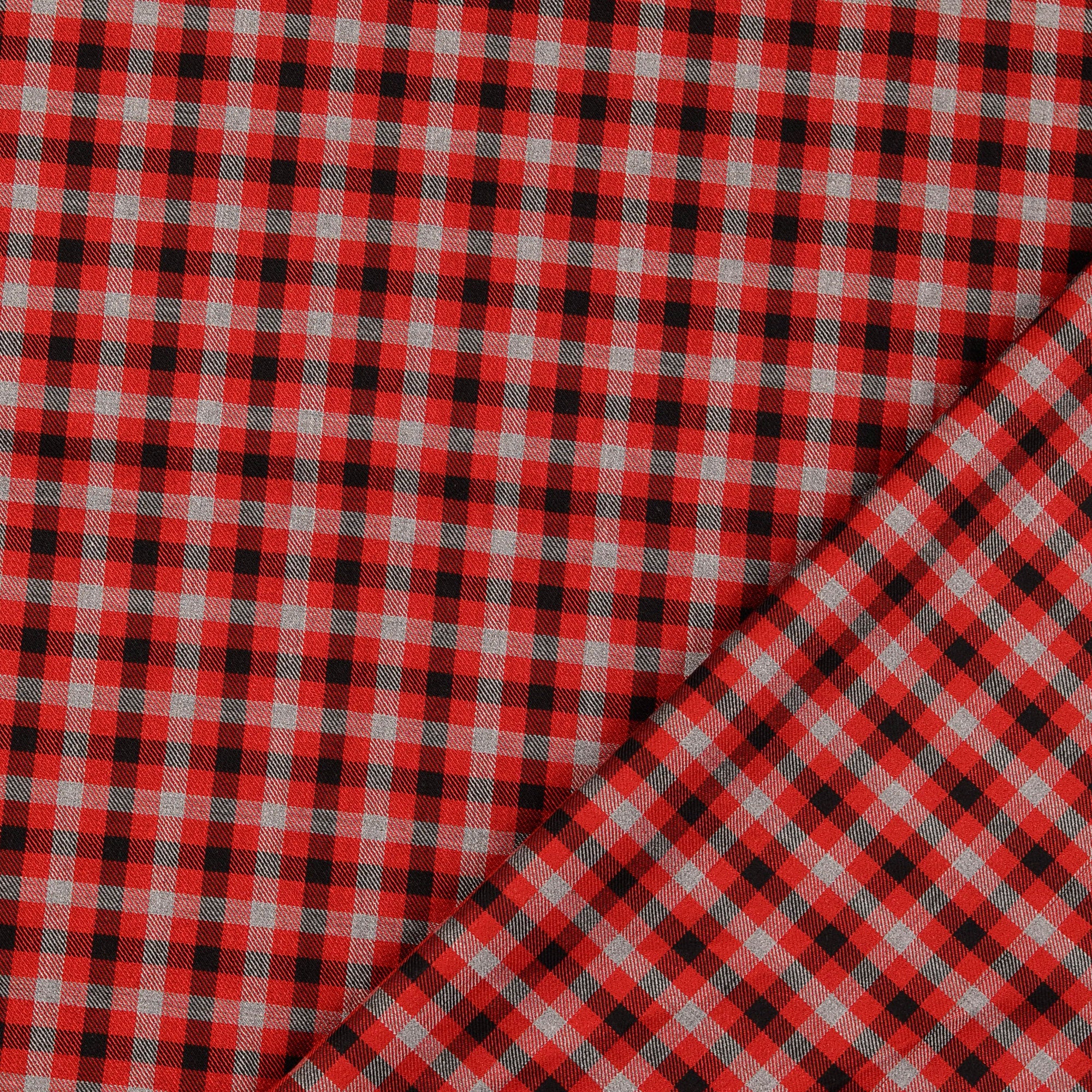 Rutig Viskos Poplin Röd - 3