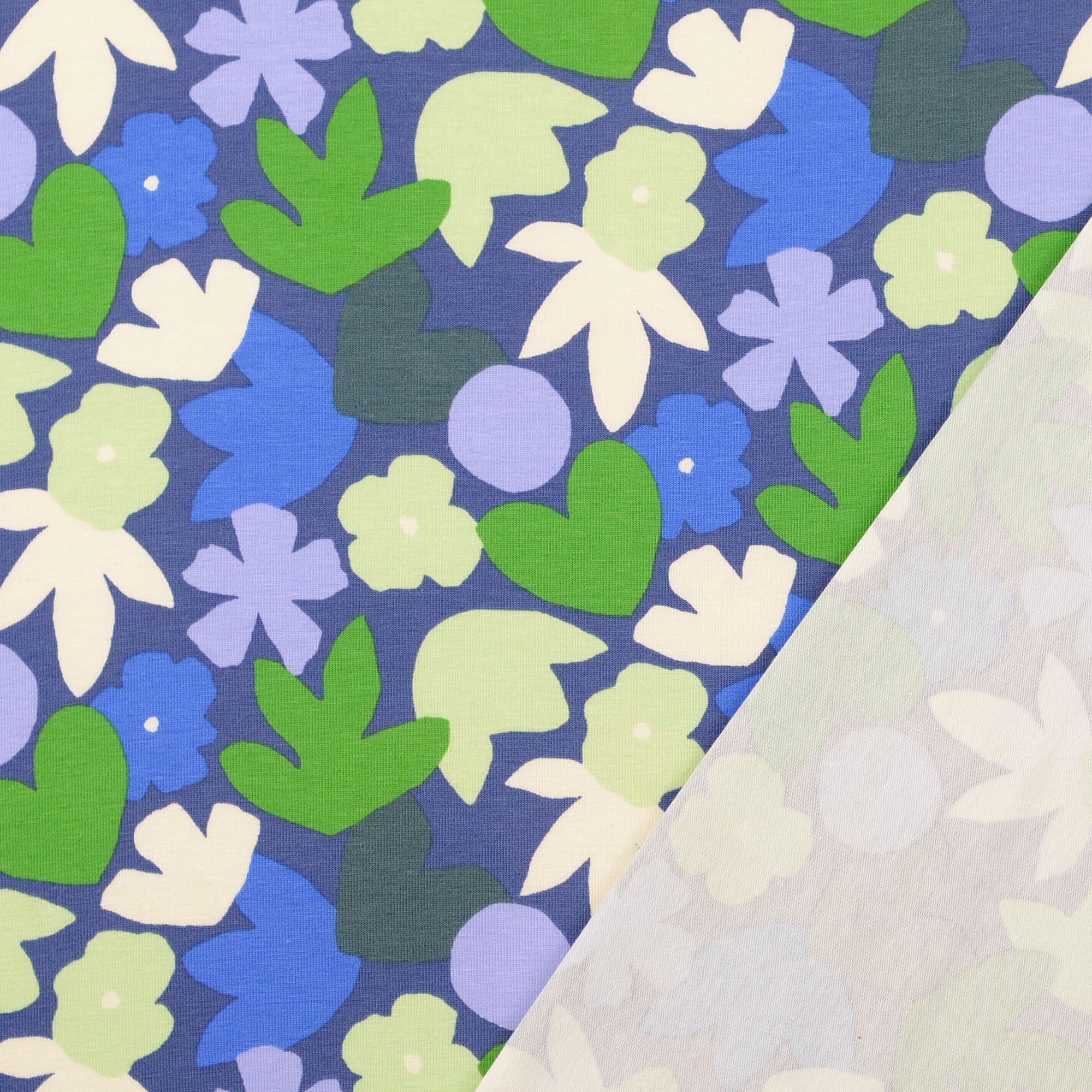 Blå Blommig Bomulls Jersey - 3
