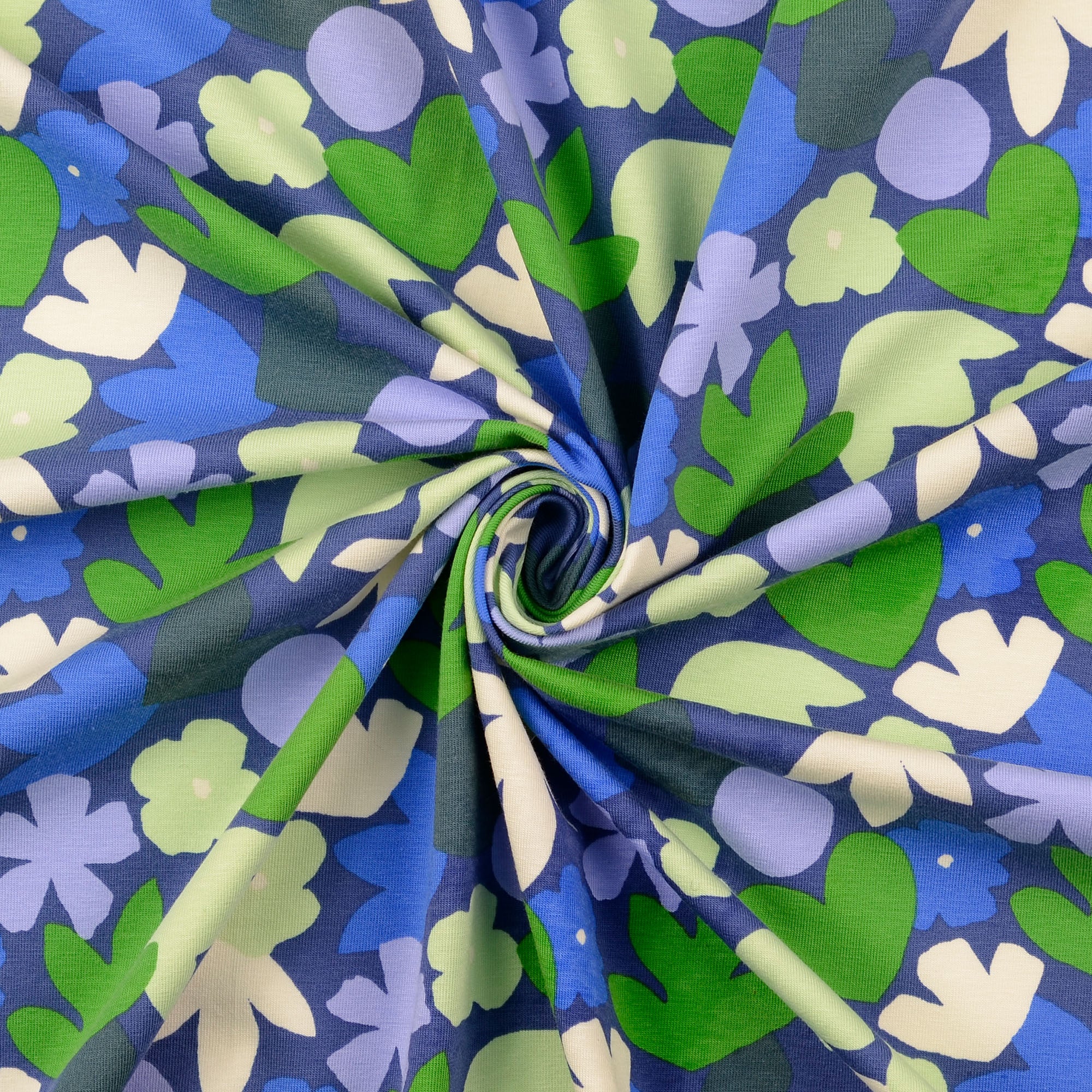 Blå Blommig Bomulls Jersey - 2
