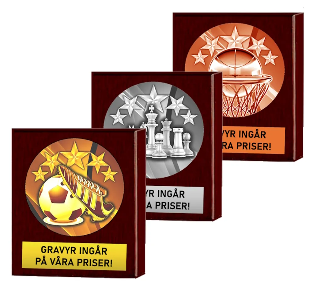 Träplakett star, inklusive gravyr!
