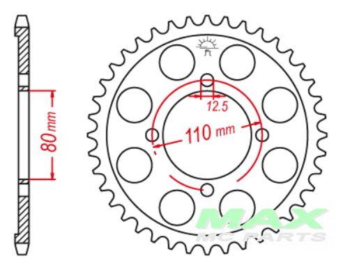 Drivpaket Honda CB750K 1971-76  530 (5/8x3/8) med Std. kedja utan O-ringar 104 Länkar + Drev 18T+48T  655082 - 3