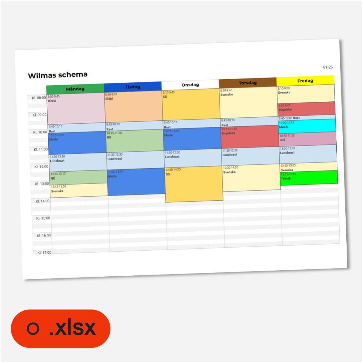 Skolschema, redigera själv .xlsx - 6