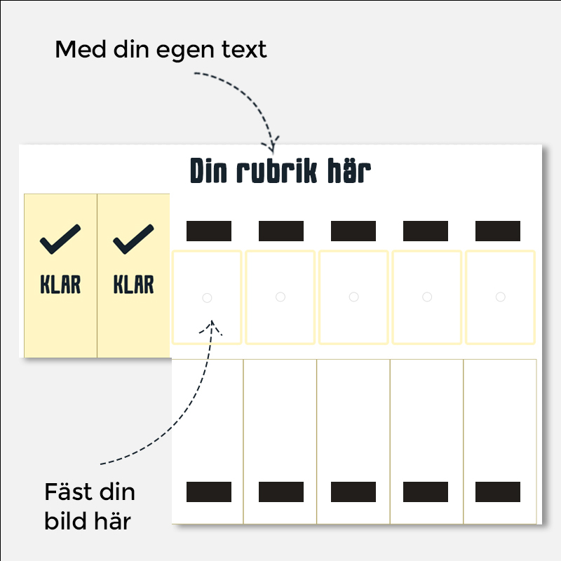 Checklista med 7 flikar och egen rubrik