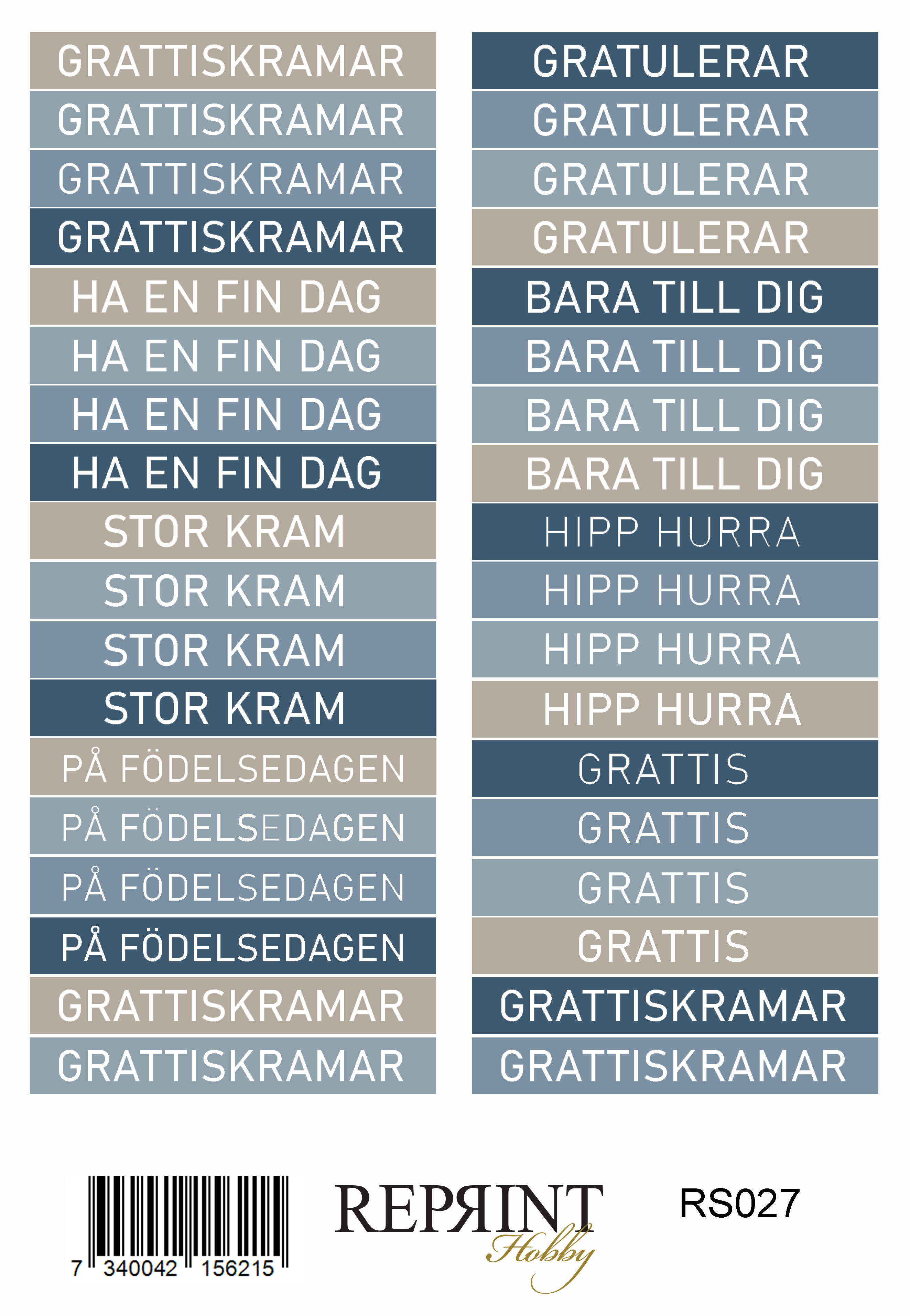 Stickers Reprint -  Hip hip horray  Svensk text-  11x16 cm