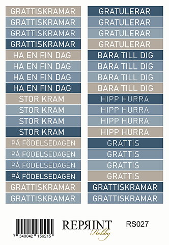Stickers Reprint -  Hip hip horray  Svensk text -  11x16 cm