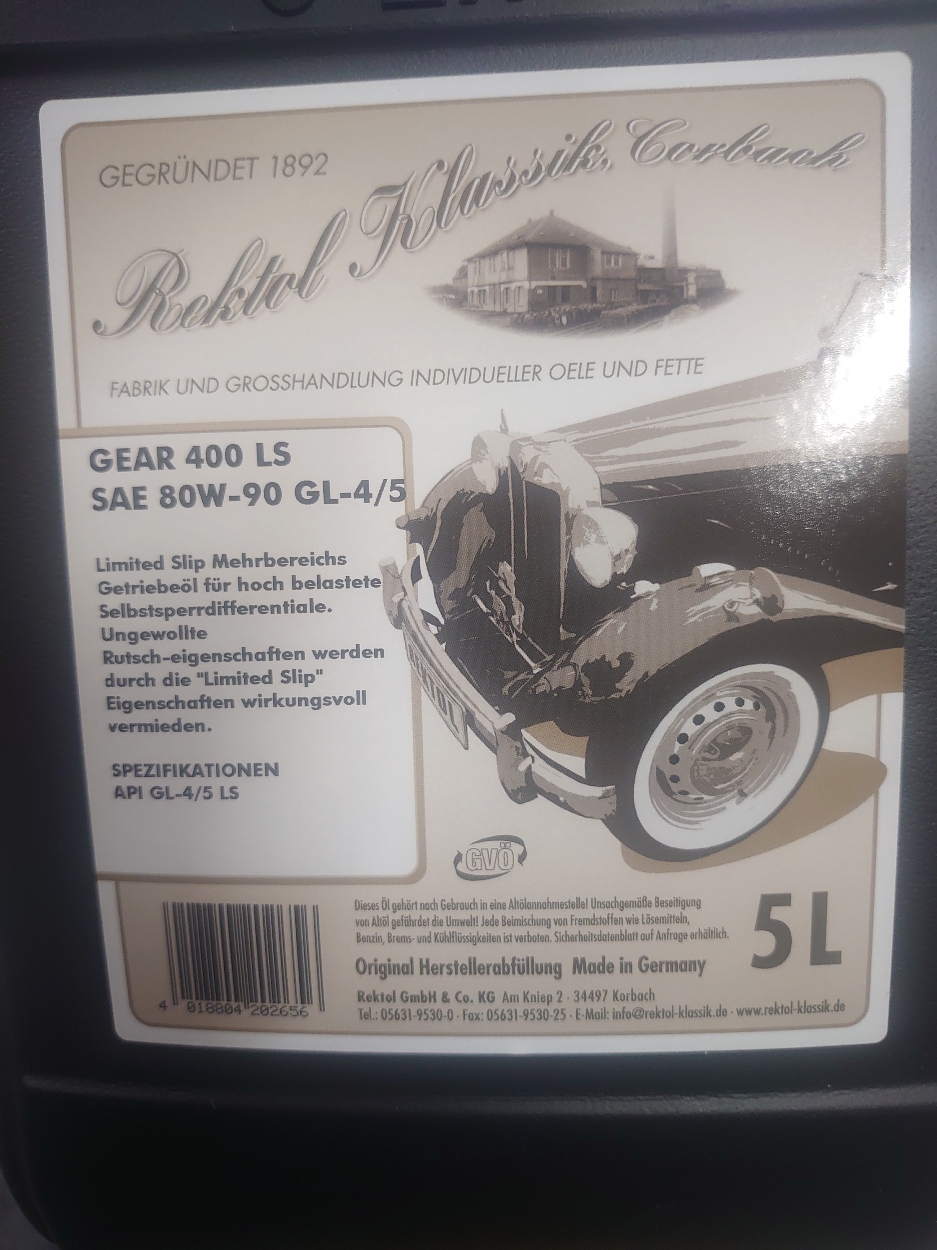 REKTOL KLASSIK Gear 500 LS   SAE 80W-90 5L