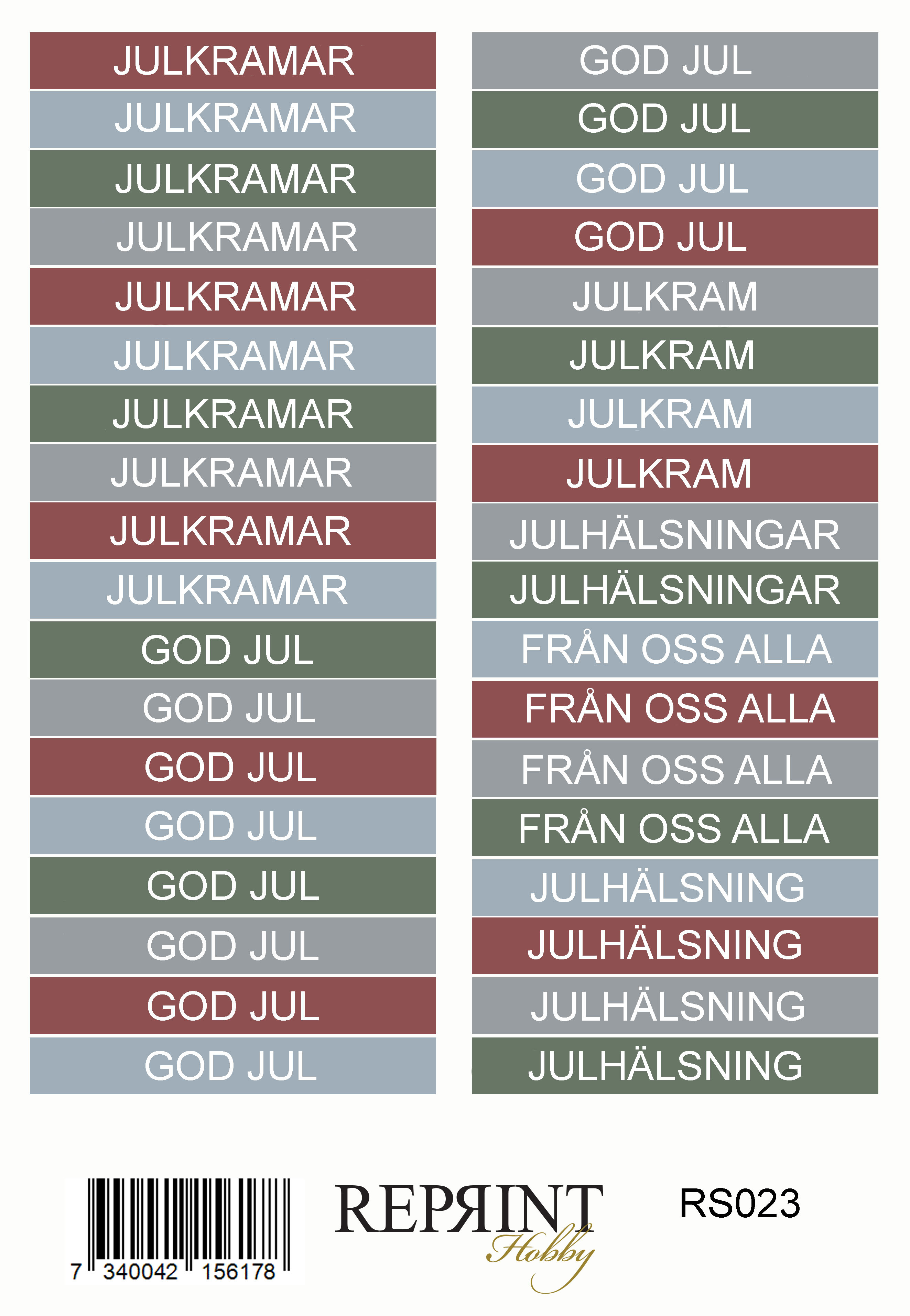 Stickers Reprint -  Deck the halls Svensk text-  11x16 cm