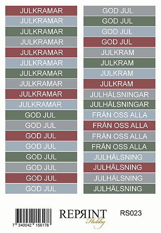 Stickers Reprint -  Deck the halls  Svensk text -  11x16 cm