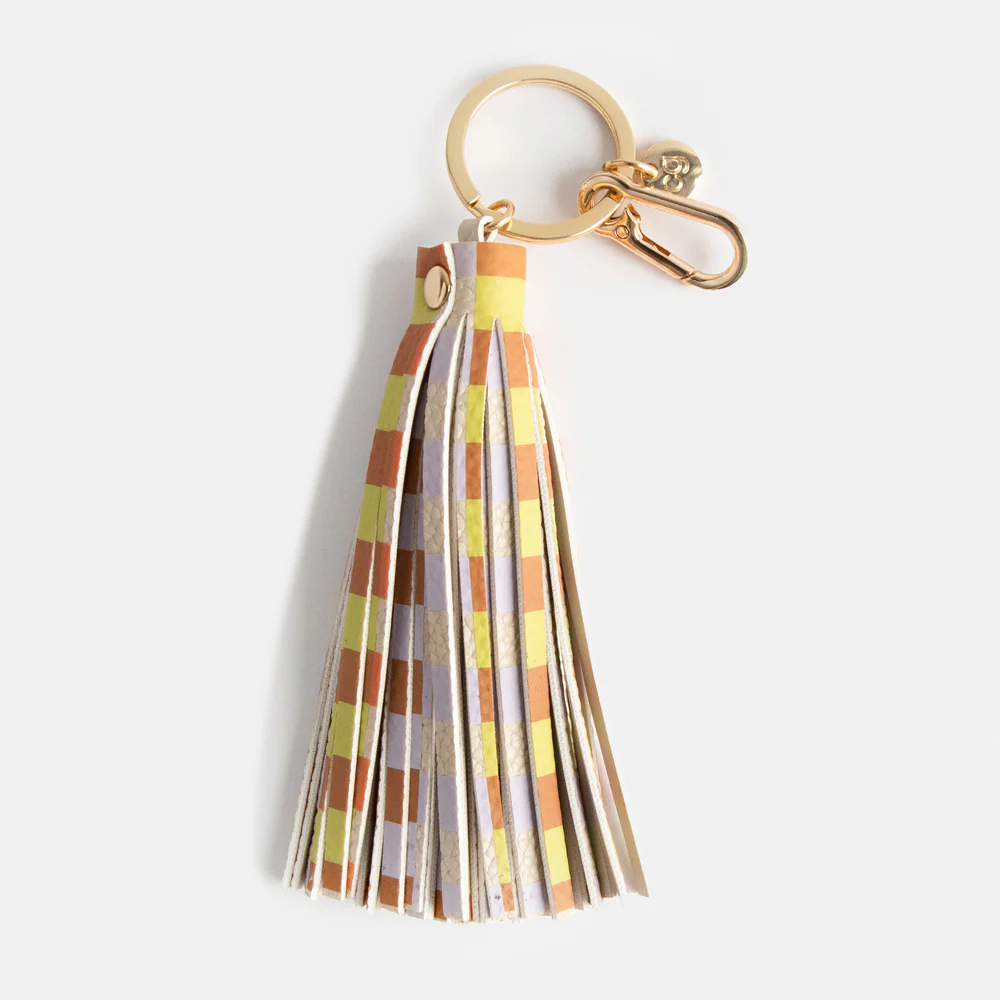 Multi Check Tassel Bag Charm