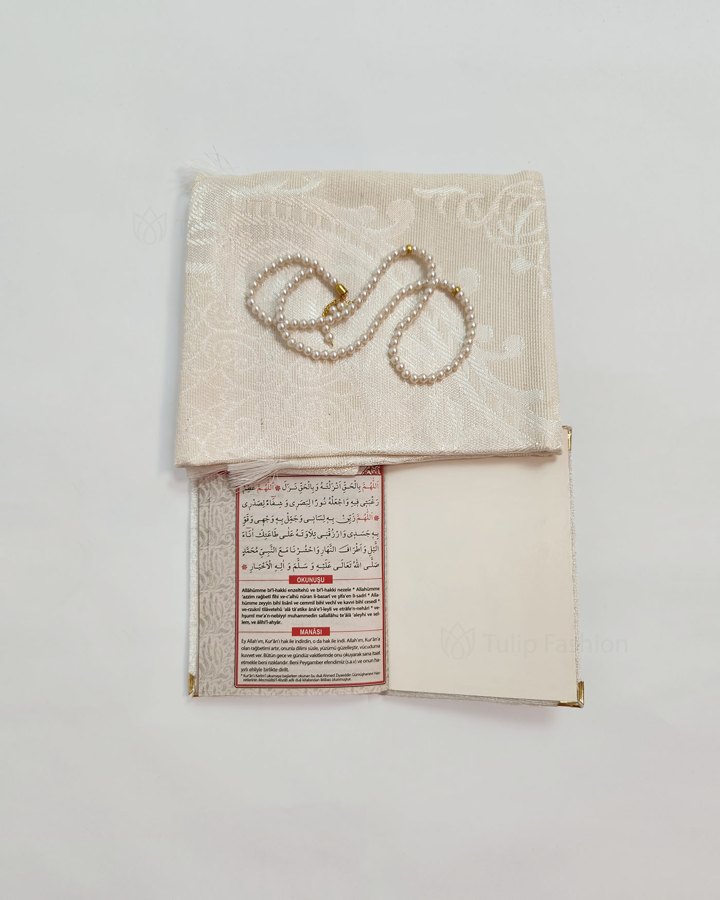 Gift set with prayer rug and rosary Misbaha - White - 2