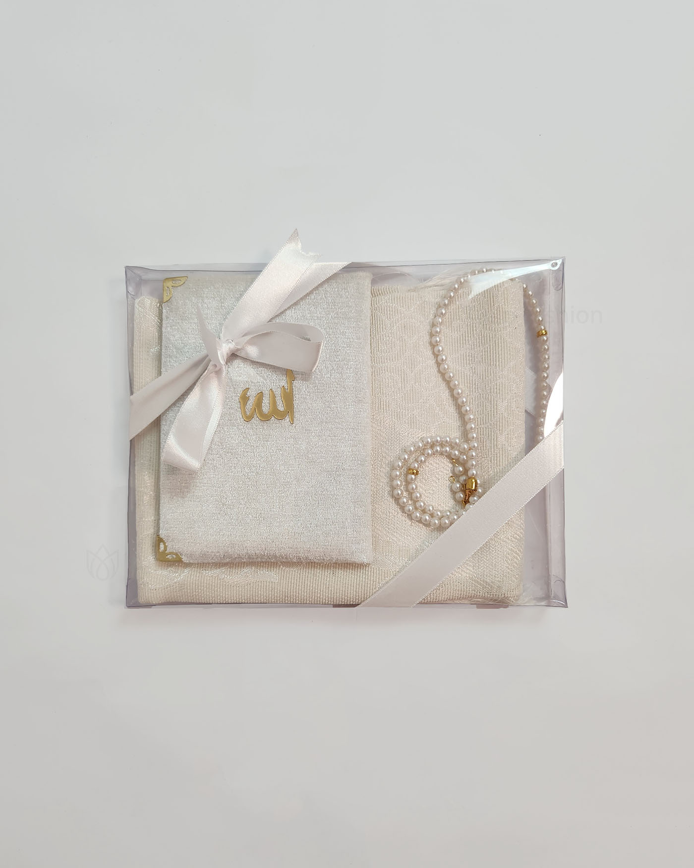 Gift set with prayer rug and rosary Misbaha - White