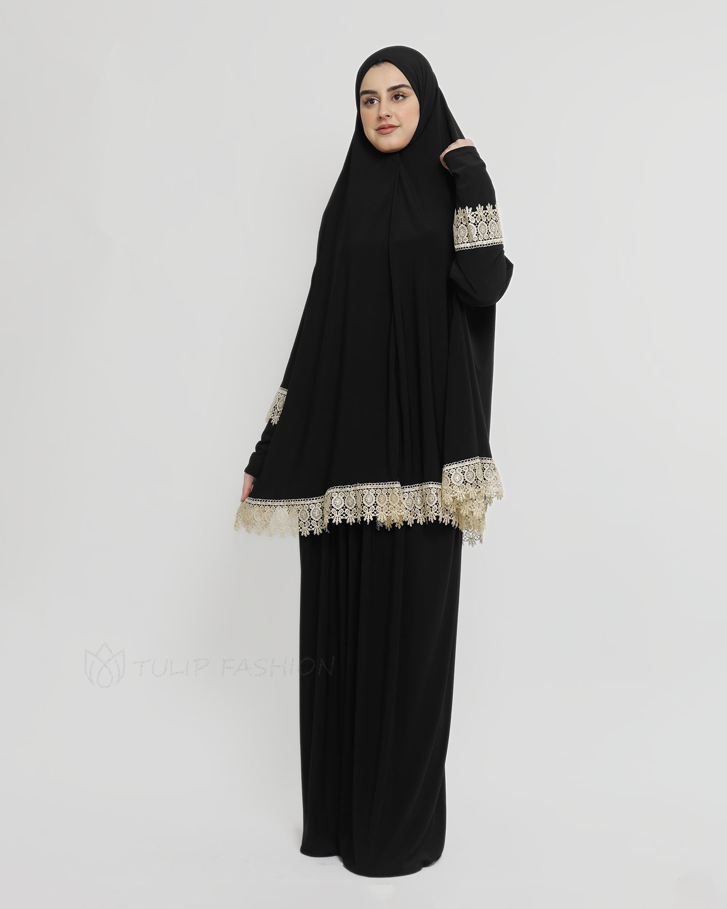 Gift set with prayer rug, rosary Misbaha and Prayer clothes - Black - 3