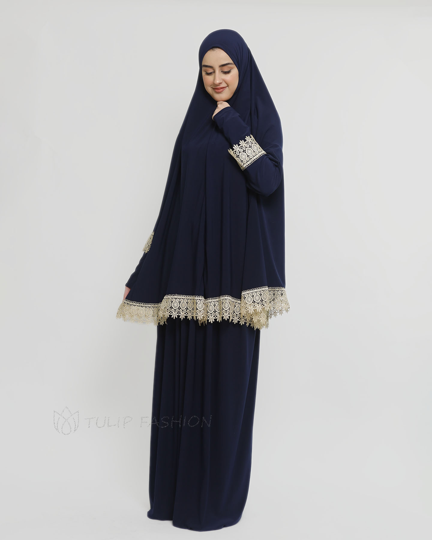 Gift set with prayer mat, rosary and prayer clothes - Midnight blue - 3