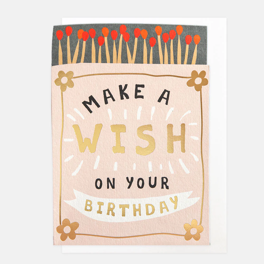 Make A Wish On Your Birthday Match Box, Greeting Card