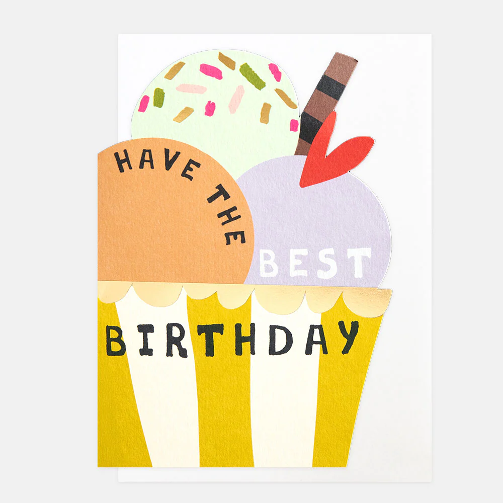 Have The Best Birthday Ice Cream Stripey Cup , Greeting Card