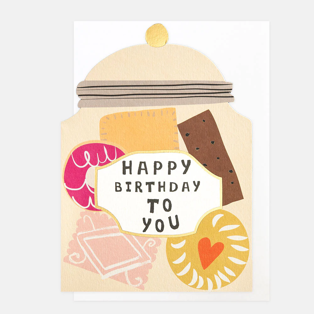 Happy Birthday To You Biscuit Jar, Greeting Card