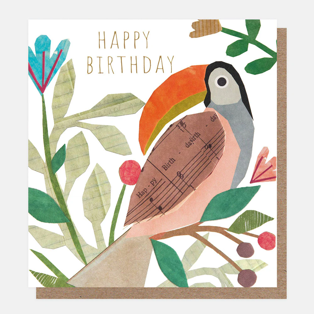 Happy Birthday Musical Collage Toucan, Greeting Card