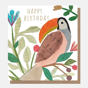 Happy Birthday Musical Collage Toucan, Greeting Card