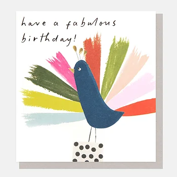 Have A Fabulous Birthday! Peacock On Spotty Box, Greeting Card