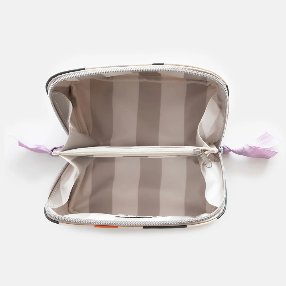 Multi Flower Charcoal Flat Lay Cosmetic Bag - 2