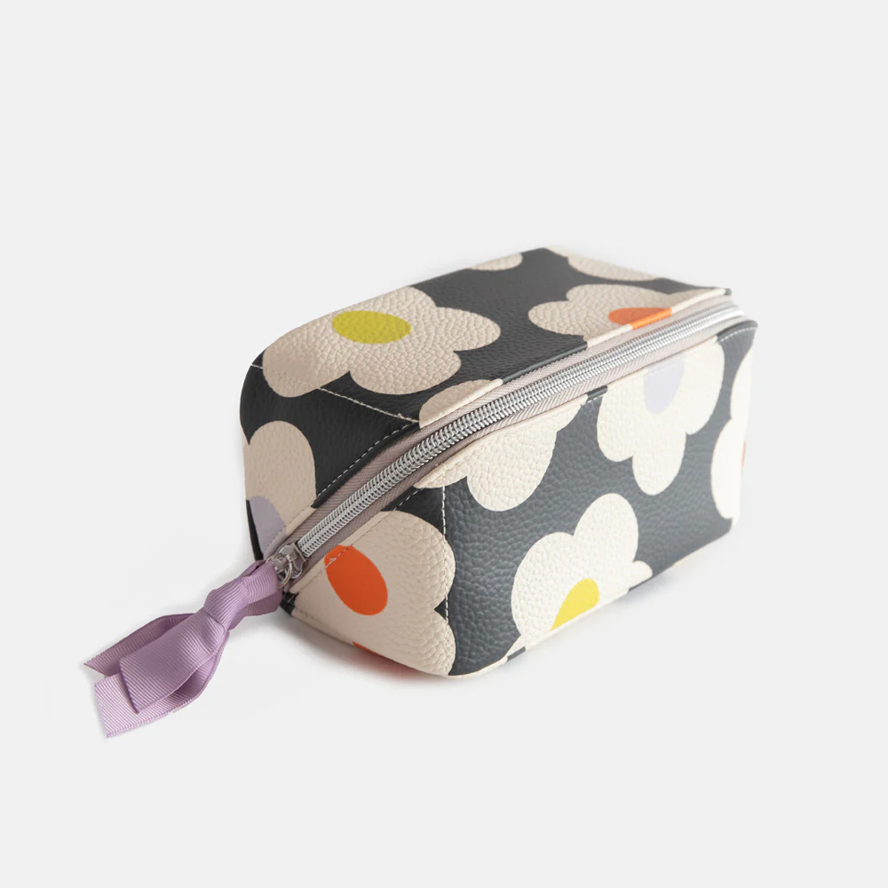 Multi Flower Charcoal Flat Lay Cosmetic Bag - 3