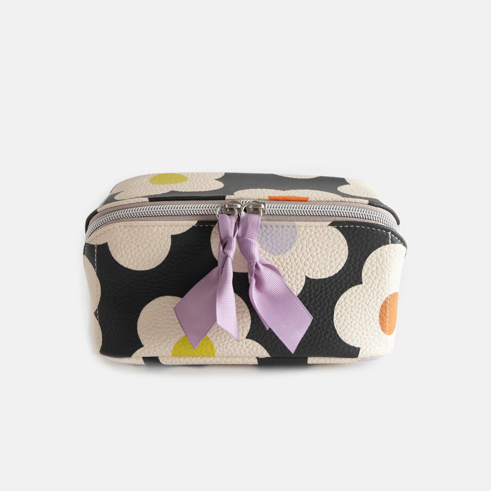 Multi Flower Charcoal Flat Lay Cosmetic Bag - 5