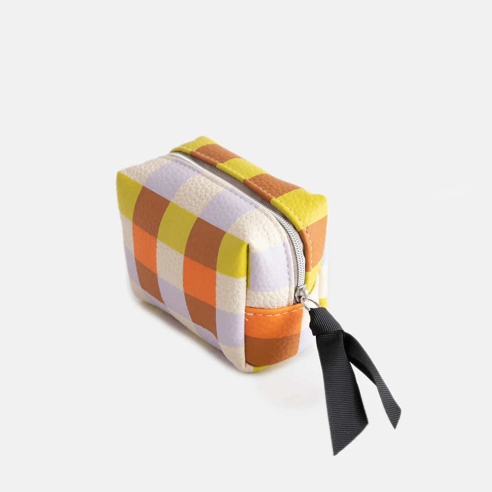 Multi Check Ultra Mini Cube Cosmetic Bag - 3