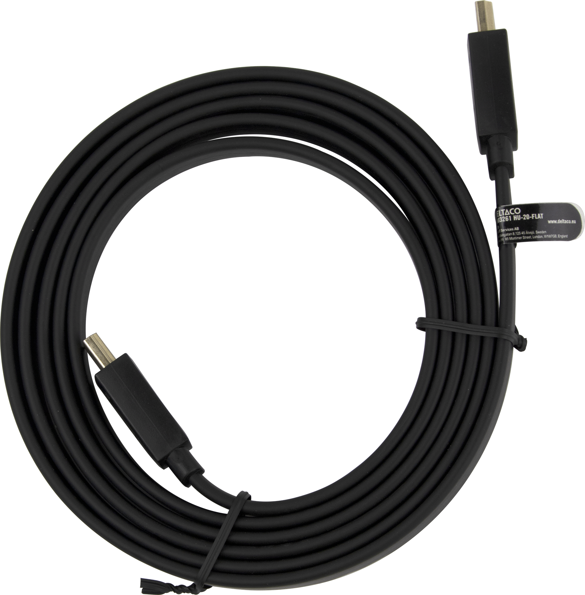 Deltaco Ultra High Speed HDMI-kabel, 8K@60Hz, 2m, svart, platt - 2