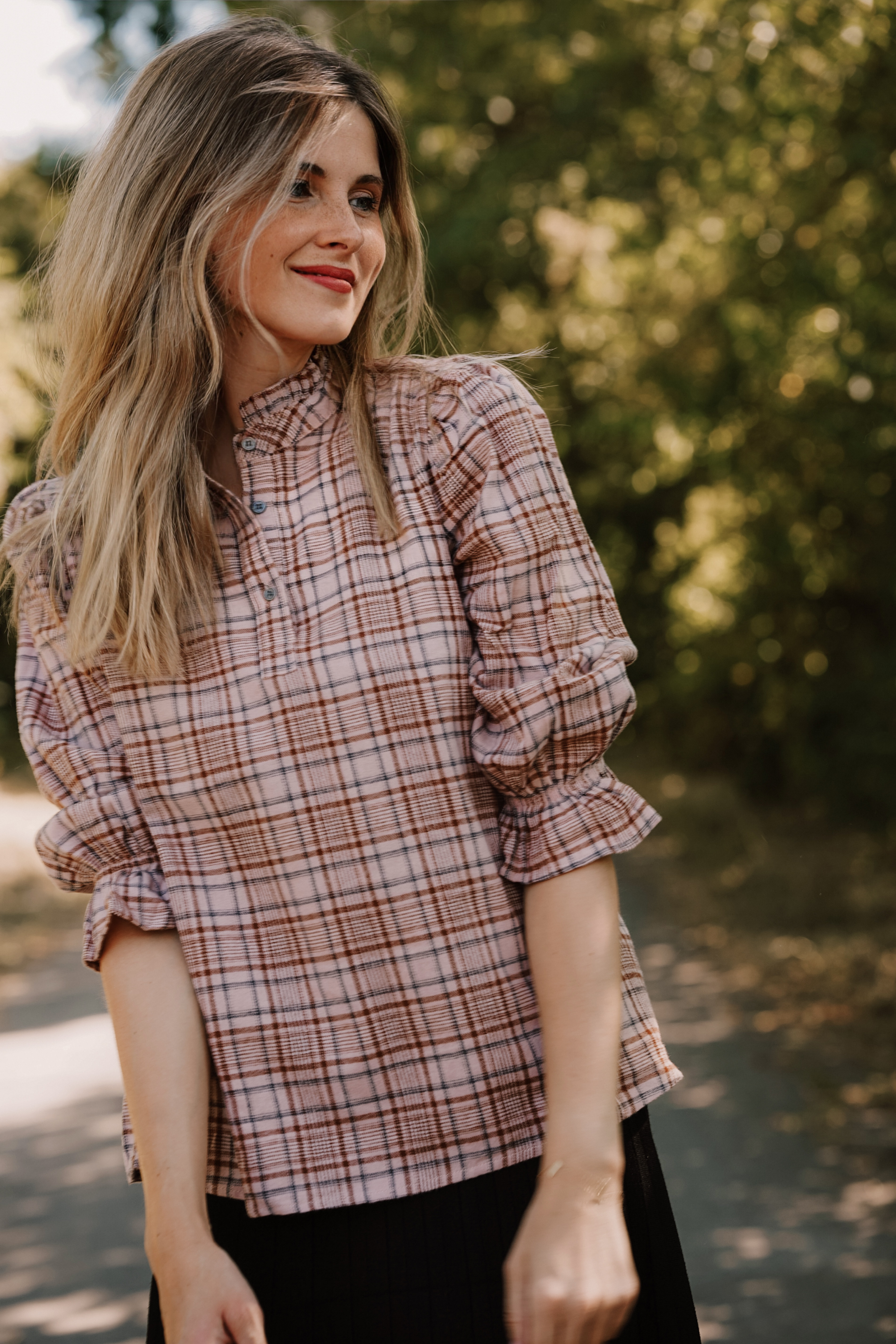 Evie plaid flannel shirt pink
