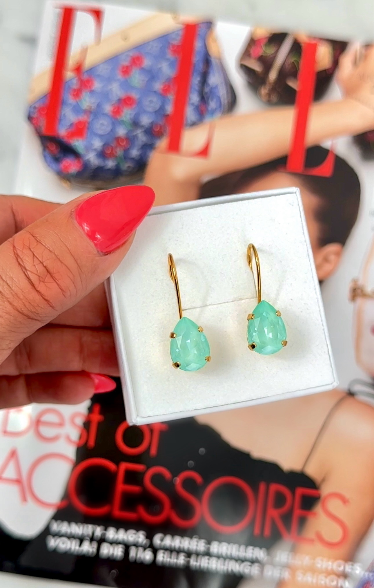 Örhänge Khloe Drop Soft Mint Gold