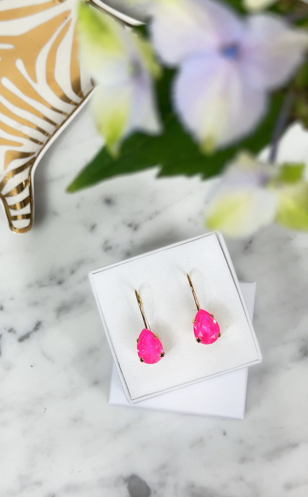 Earrings Khloe Drop Electric Pink Gold