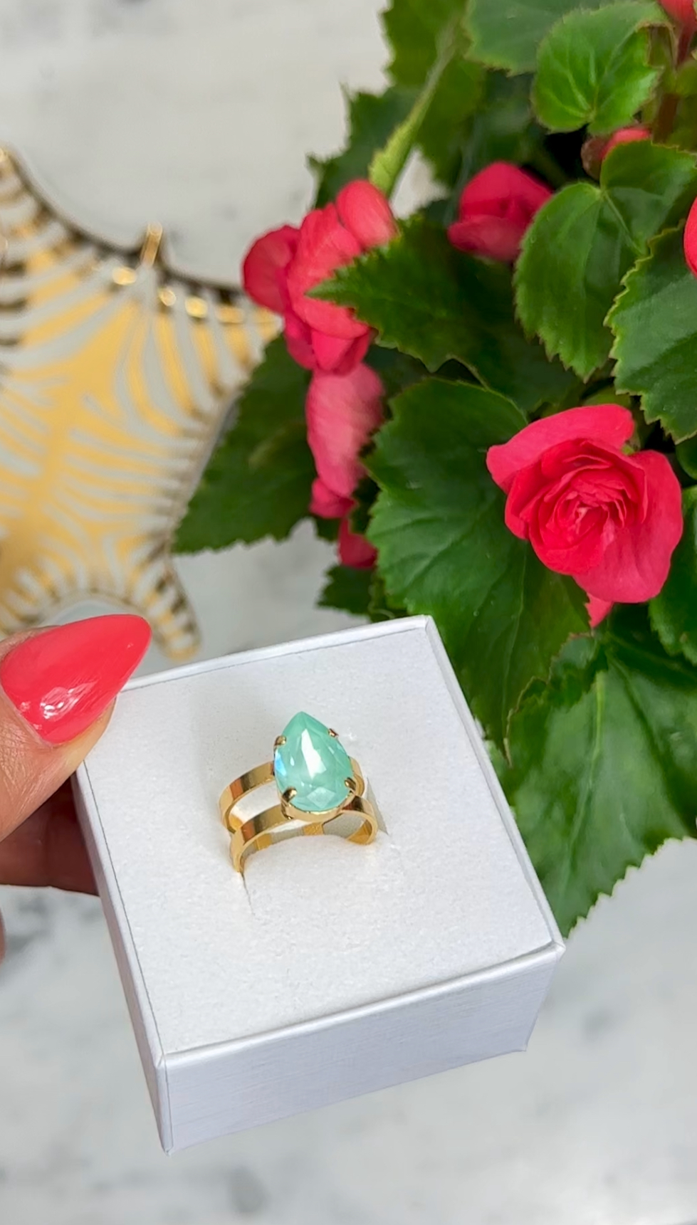 Ring Khloe Double Band Drop Petite Soft Mint Gold