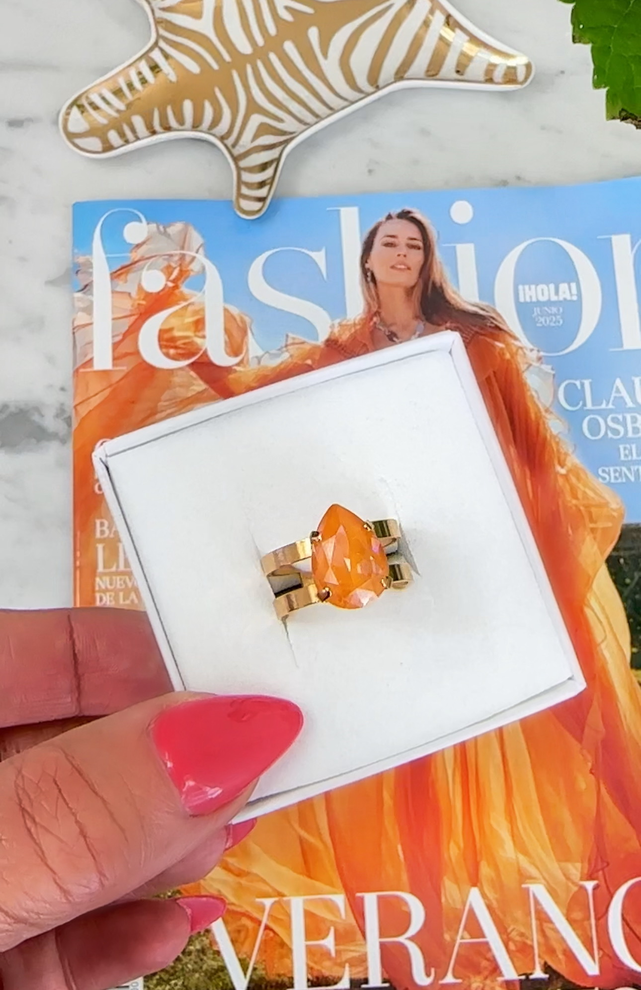 Ring Khloe Double Band Drop Petite Mango Gold