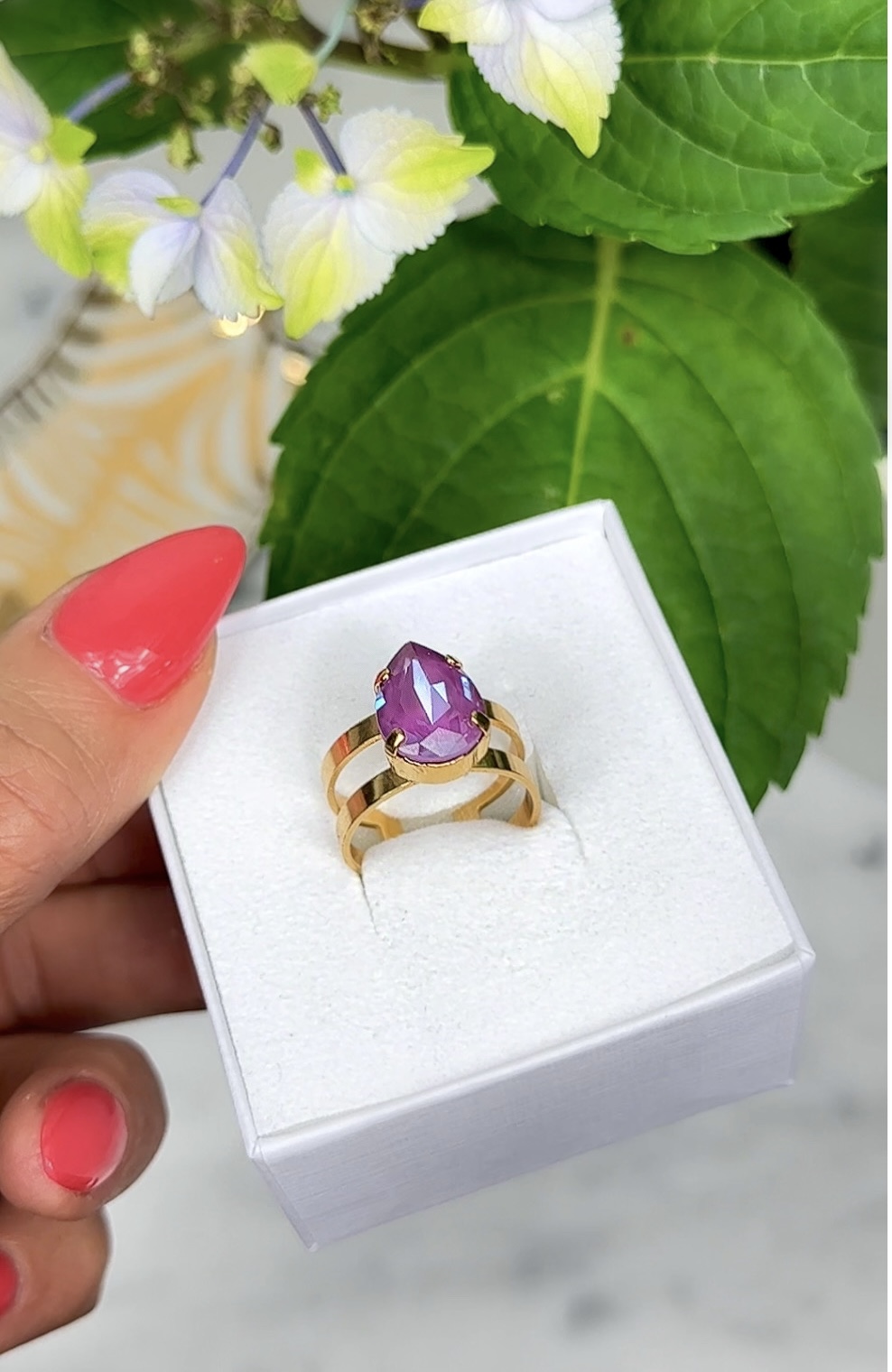 Ring Khloe Double Band Drop Petite Orchid Gold