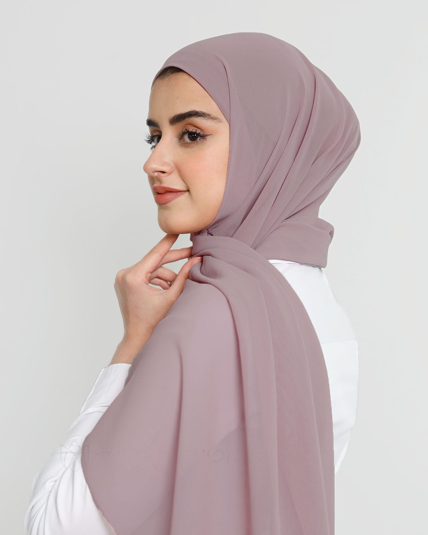 Hijab - Instant Chiffon With Cap - Violet - 2