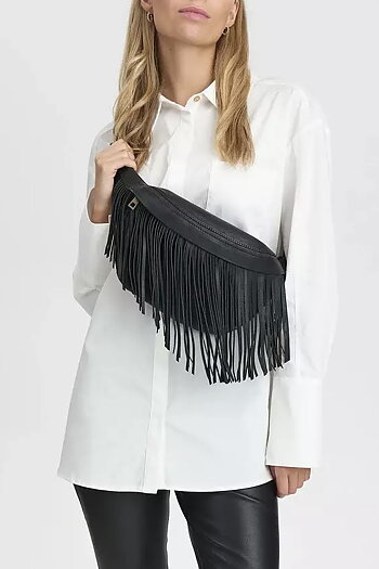 Depeche - Suede Bumbag Fringes Black