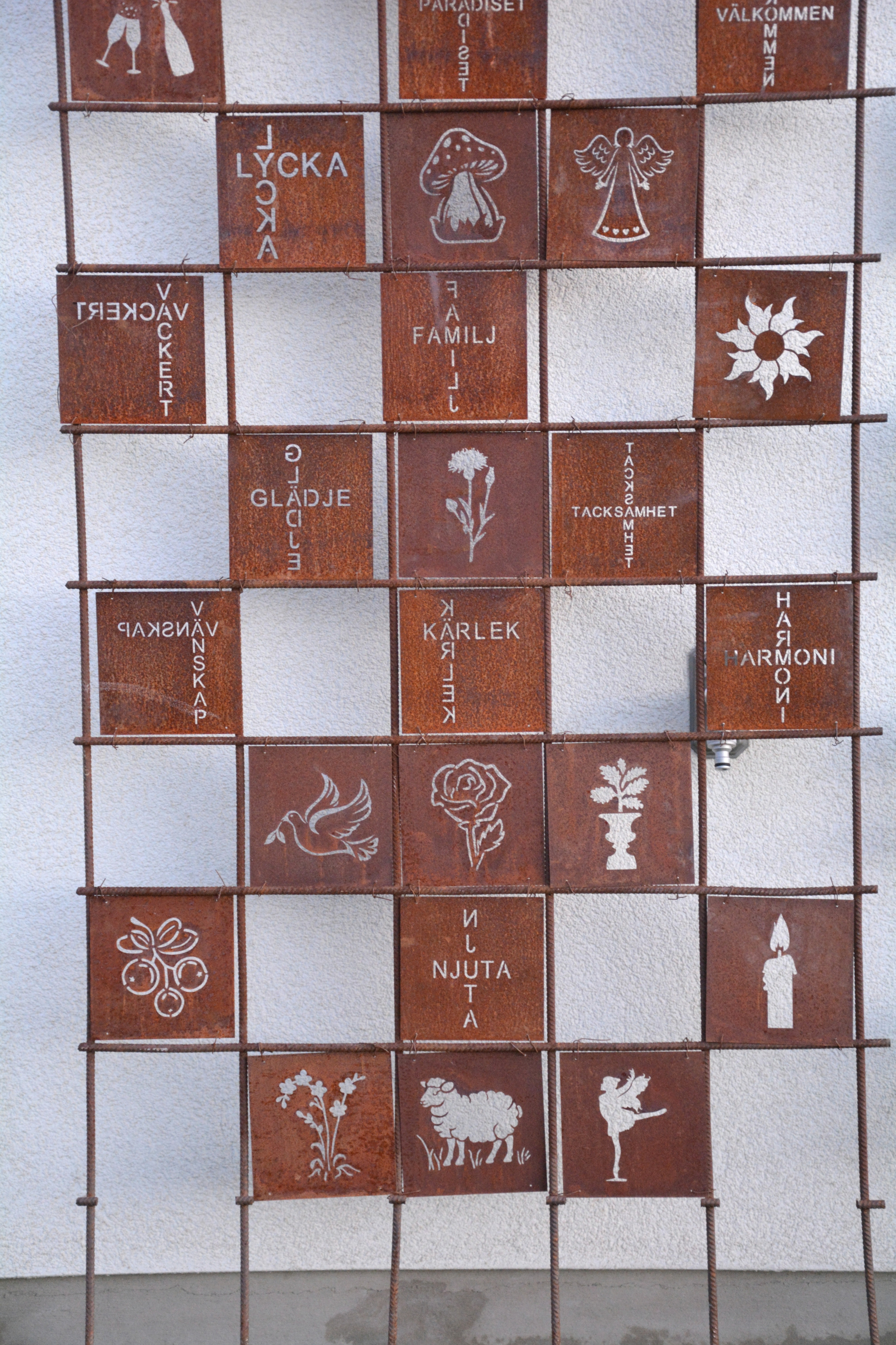 Rostig skylt till armeringsnät FÅR 14 cm