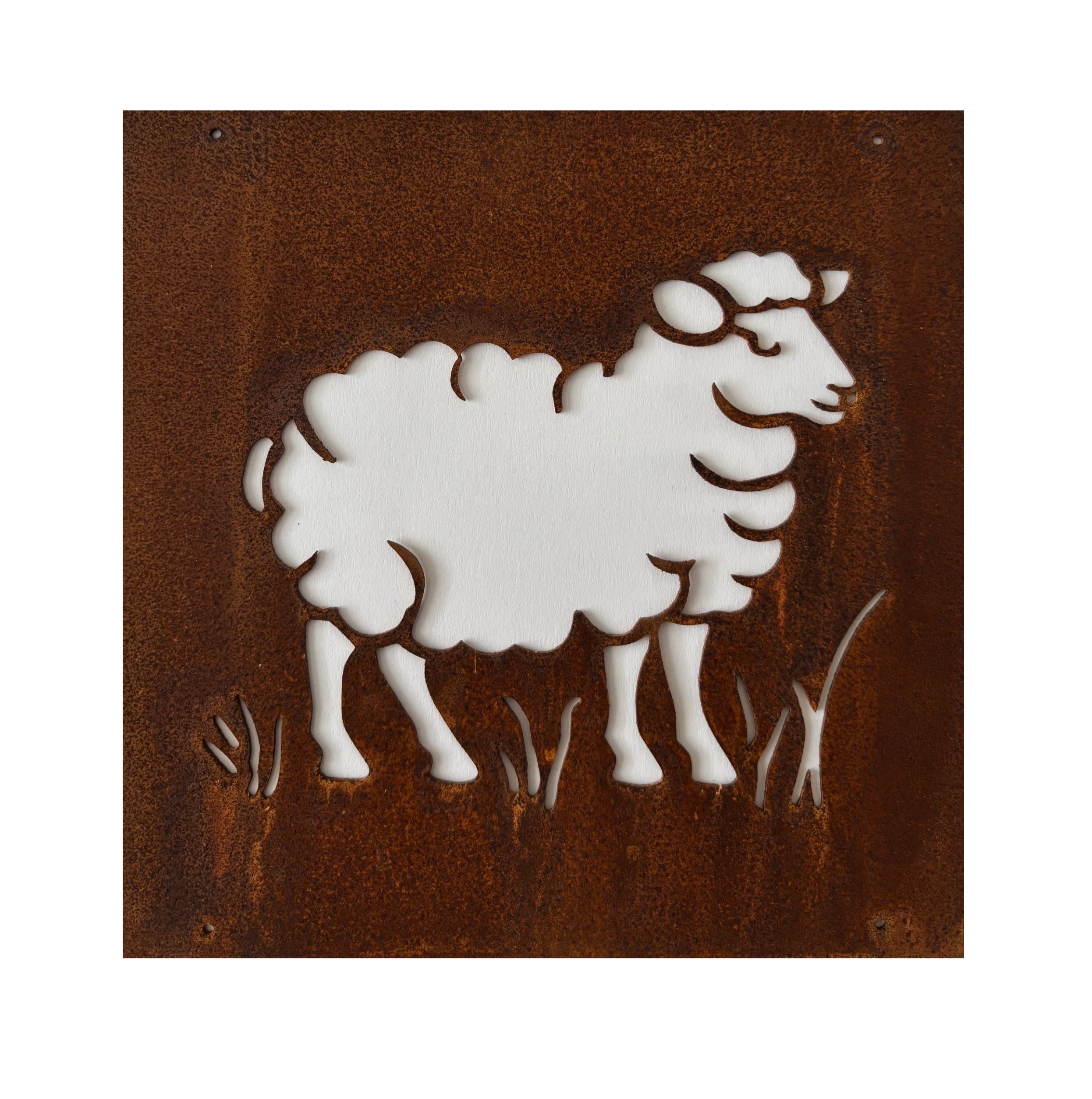 Rostig skylt till armeringsnät FÅR 14 cm