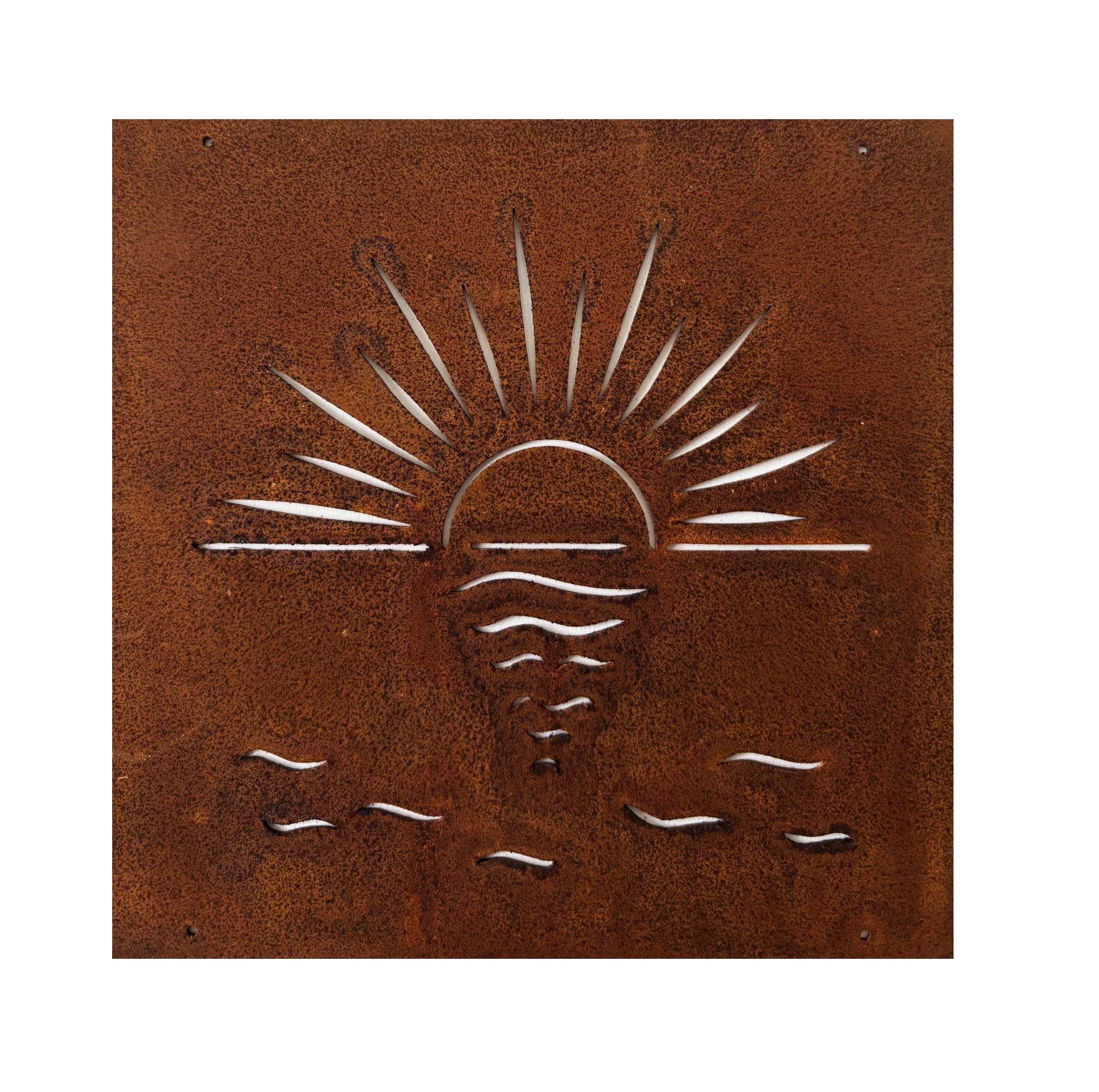 Rostig skylt till armeringsnät SOLNEDGÅNG 14 cm